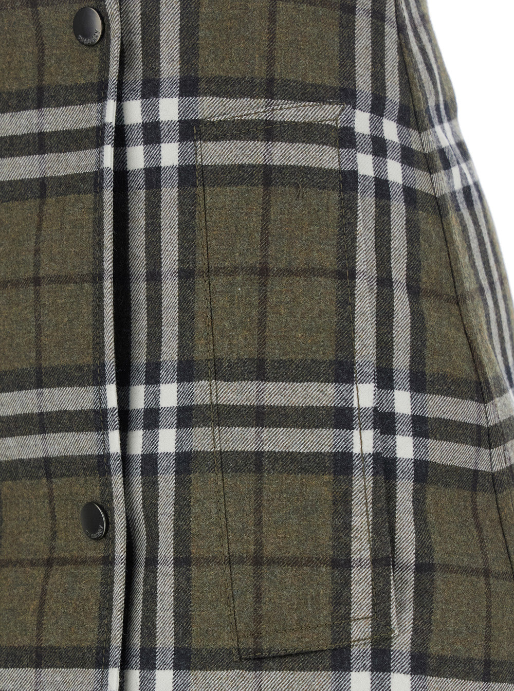Green Skirt With All-Over Check Motif And Side Pockets Virgin Wool Woman