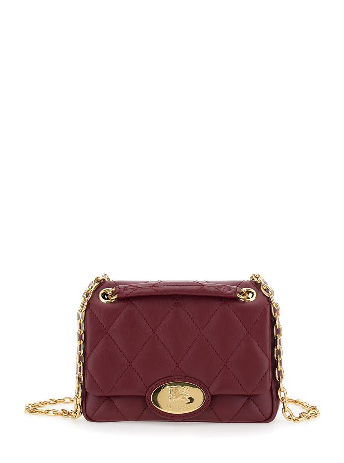 Bordeaux Quilted Crossbody Bag with EKD Plaque on the Front and Chain-Link Shoulder Strap in Leather Woman Calf