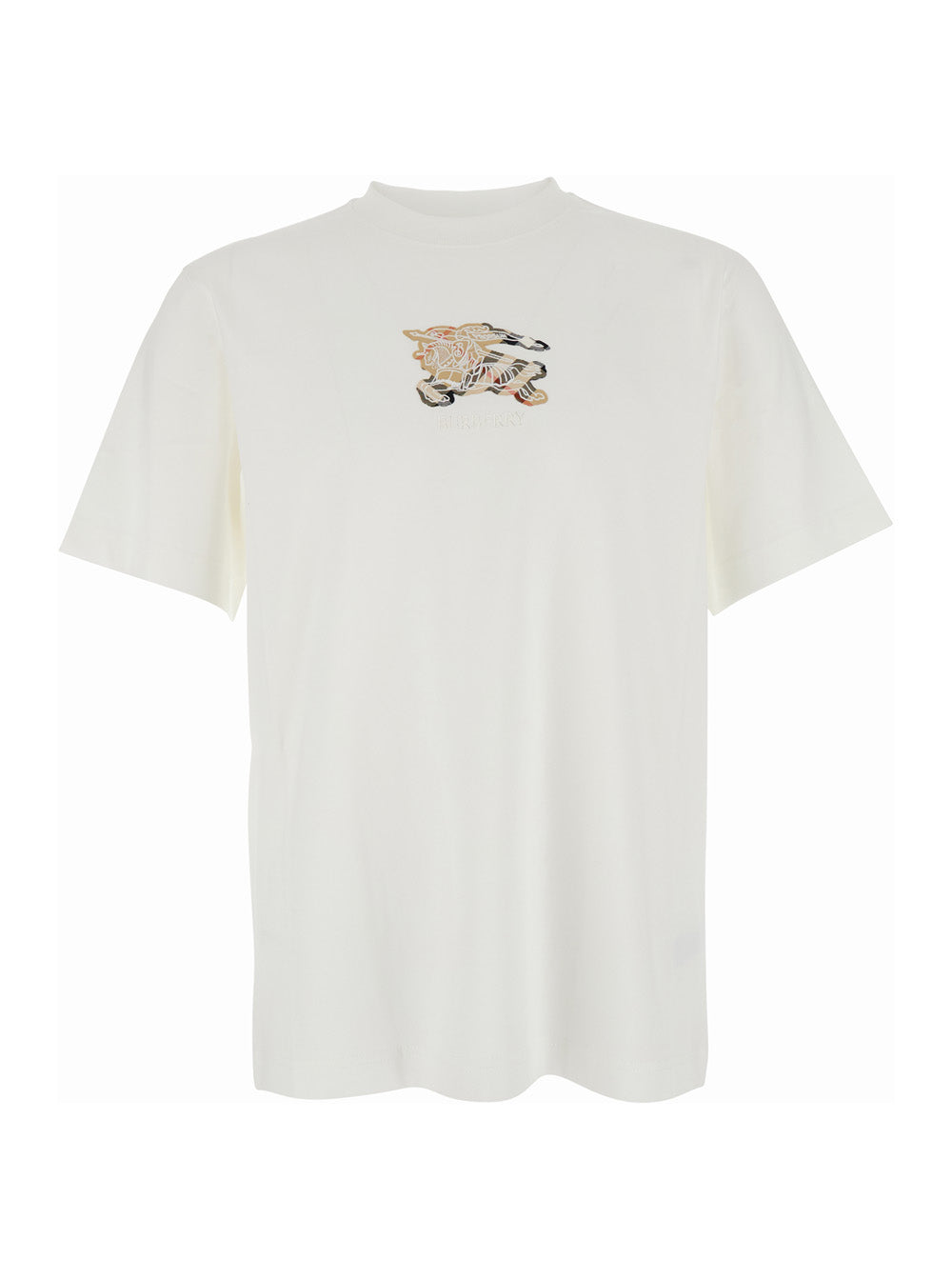 White T-Shirt With Embroidered Logo On The Chest Cotton Man Tshirts And Polo Shirts