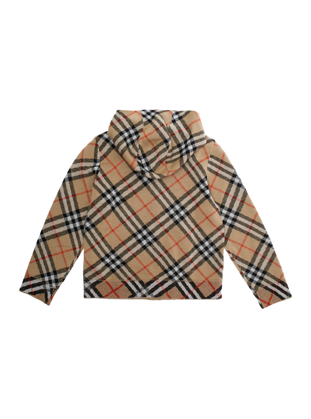 Beige Jacket With All-Over Vintage Check Motif Wool Boy