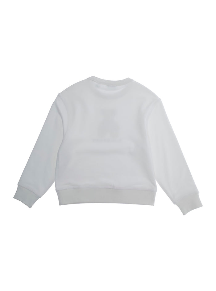 White Sweatshirt With Round Neck And Logo Print On The Front Cotton Girl Sweatshirts