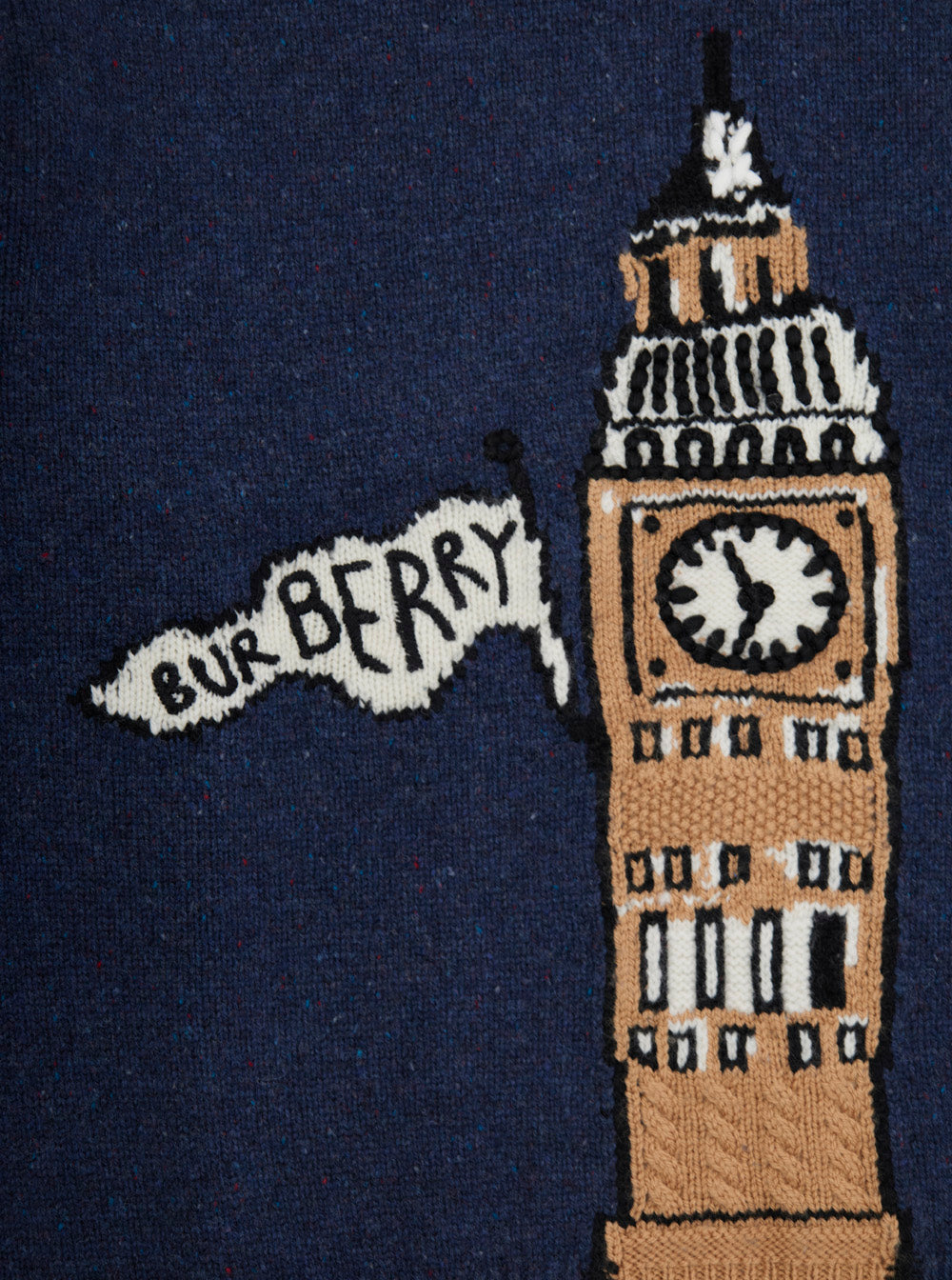 Blue Crew Neck Sweater With Big Ben Print Wool Boy Blu Jersey