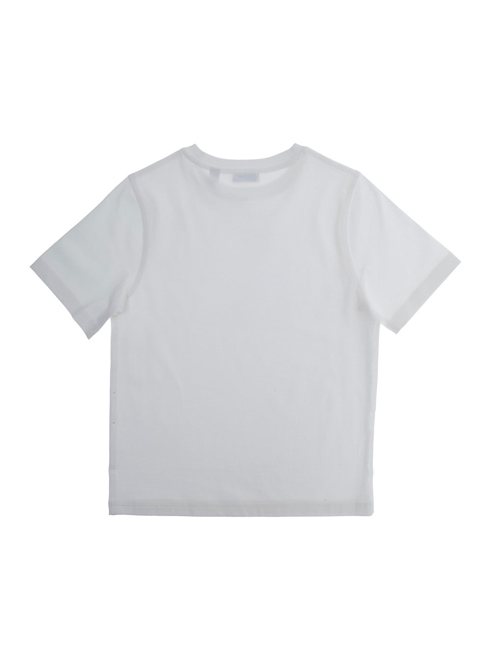 White Crewneck T-Shirt With Logo Print On The Front Cotton Boy Tshirts And Polo Shirts