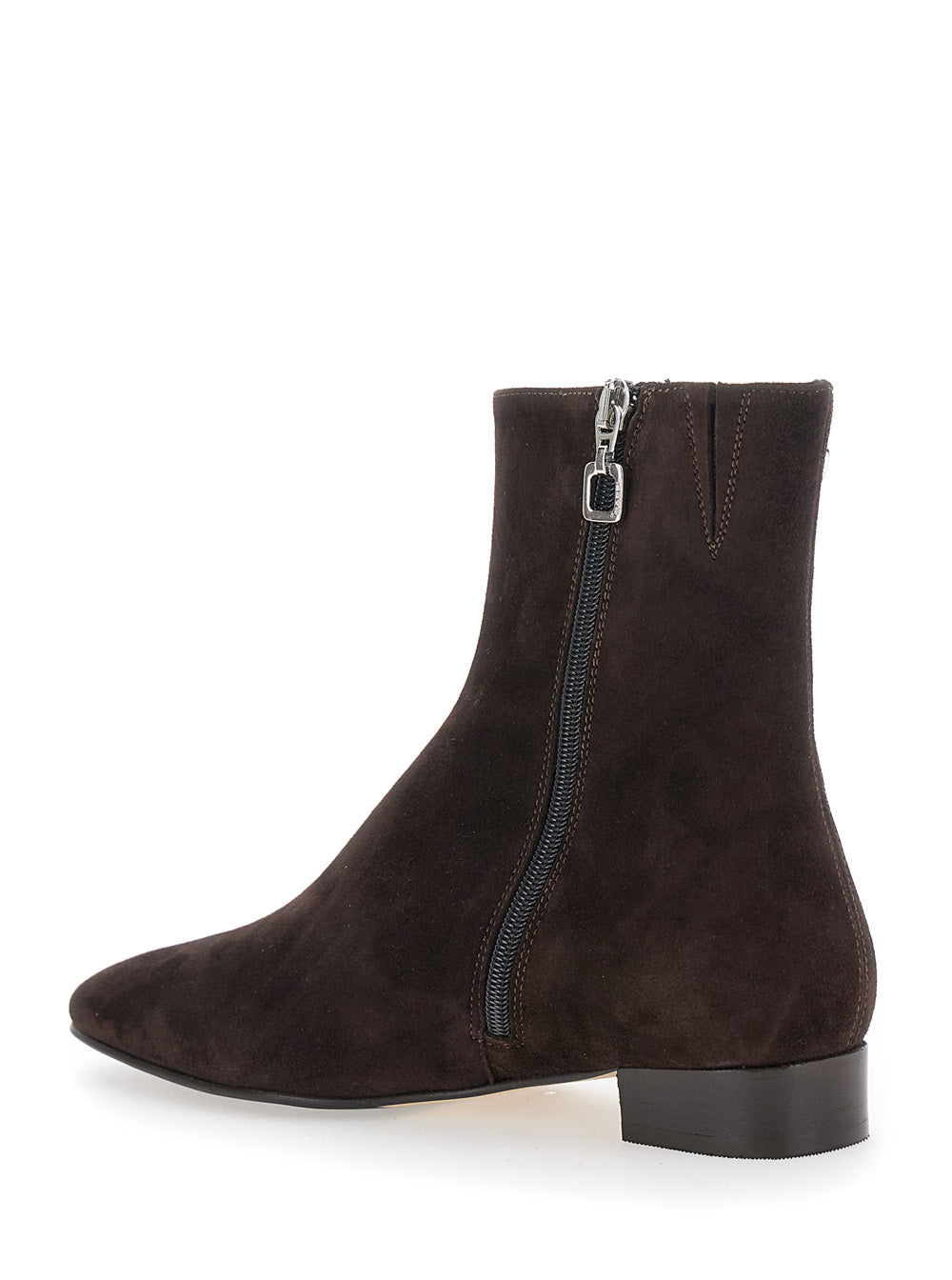 Aiglon Brown Boots with Logo Embroidery on the Side and Zip Closure in Suede Woman Goat Ankle