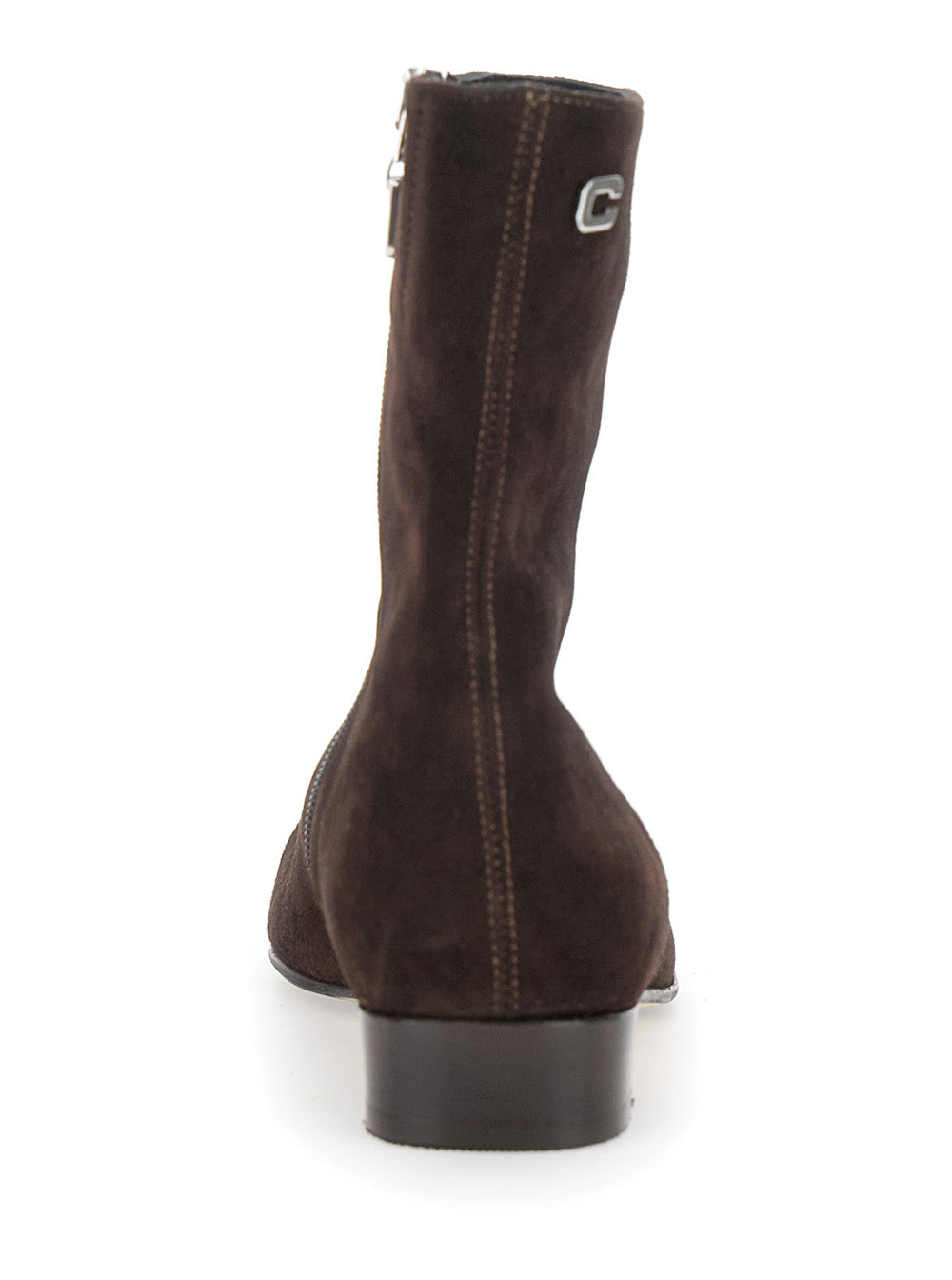 Aiglon Brown Boots with Logo Embroidery on the Side and Zip Closure in Suede Woman Goat Ankle