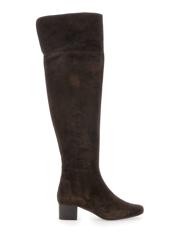 Brown Ankle Boots With Side Zip Closure Calf Suede