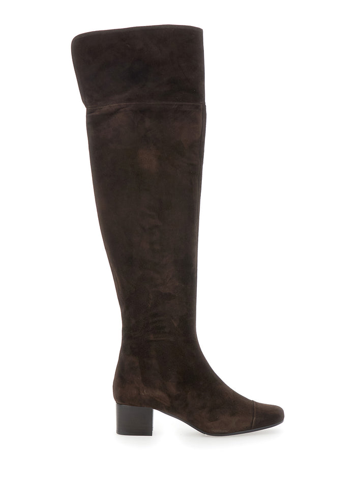 Brigitte Brown Ankle Boots with Side Zip Closure in Suede Woman Calf