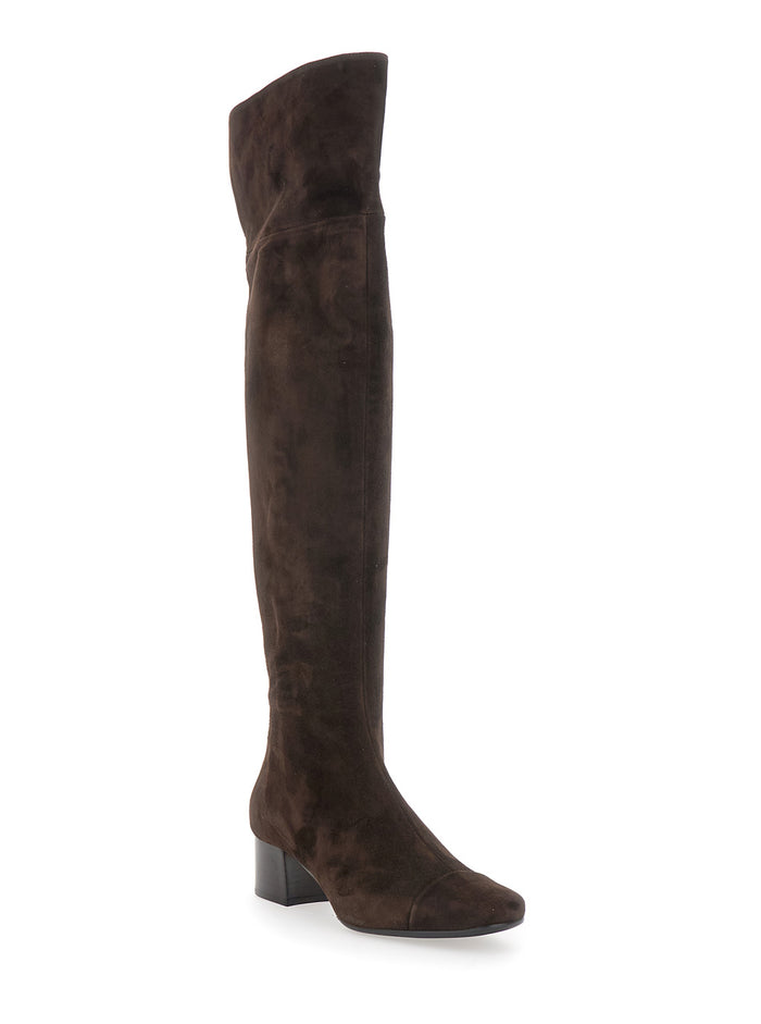 Brigitte Brown Ankle Boots with Side Zip Closure in Suede Woman Calf