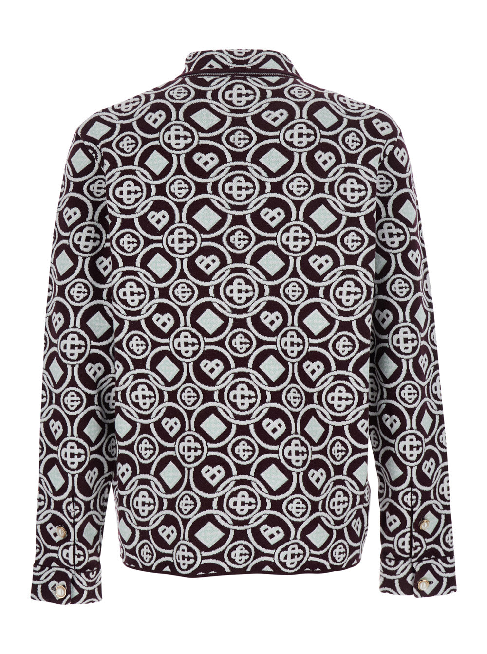 Bordeaux Shirt with Classic Collar and All-Over Monogram in Cotton Man Blouses
