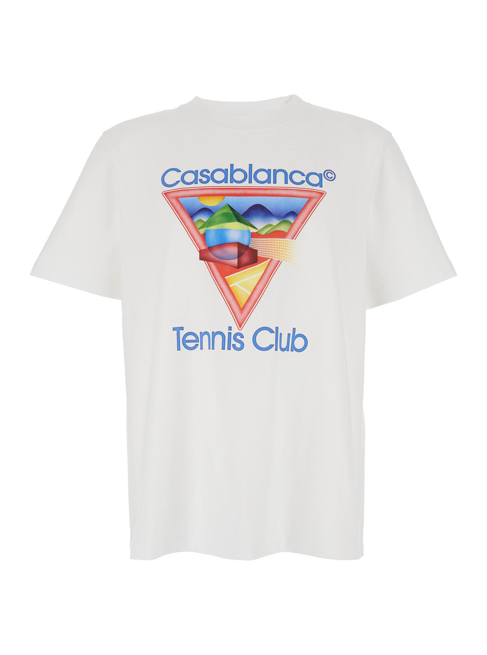 White Crewneck T-Shirt with Logo on the Front in Cotton Man Organic Tshirts And Polo Shirts