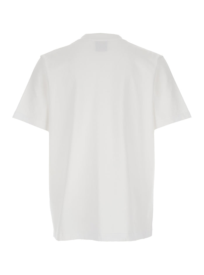 White Crewneck T-Shirt with Logo on the Front in Cotton Man Organic Tshirts And Polo Shirts