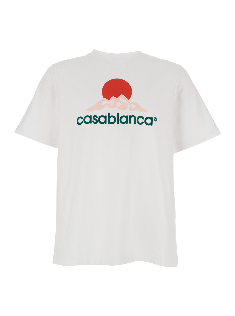 White Crewneck T-Shirt with Logo on the Front in Cotton Man Organic Tshirts And Polo Shirts