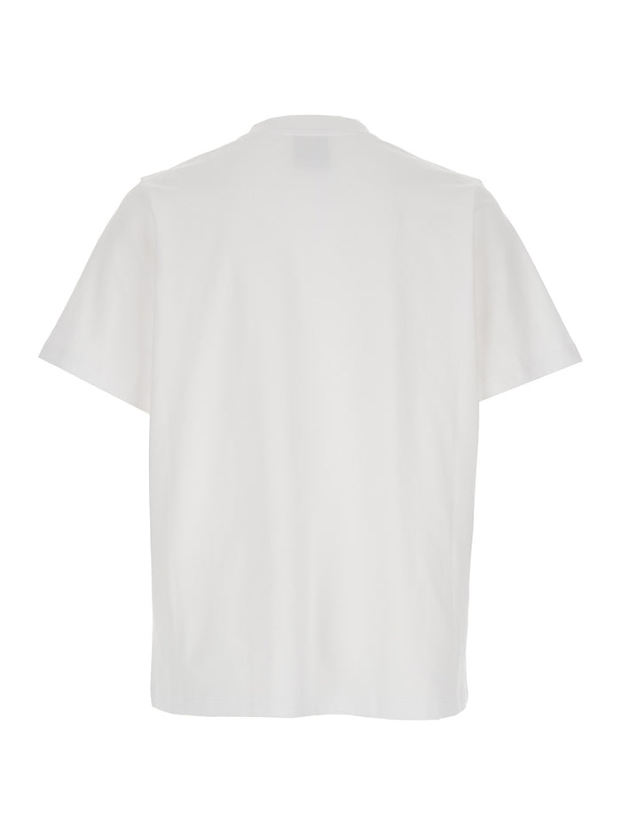 White Crewneck T-Shirt with Logo on the Front in Cotton Man Organic Tshirts And Polo Shirts