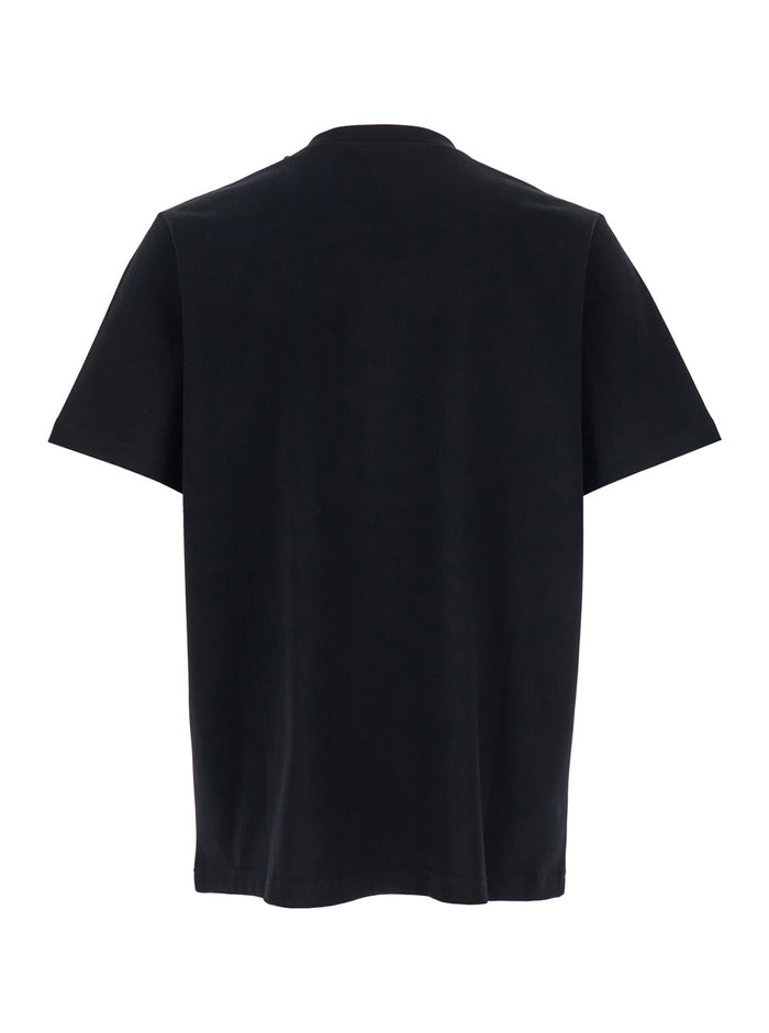 Black Crewneck T-Shirt With Logo On The Front Cotton Man Organic Tshirts And Polo Shirts