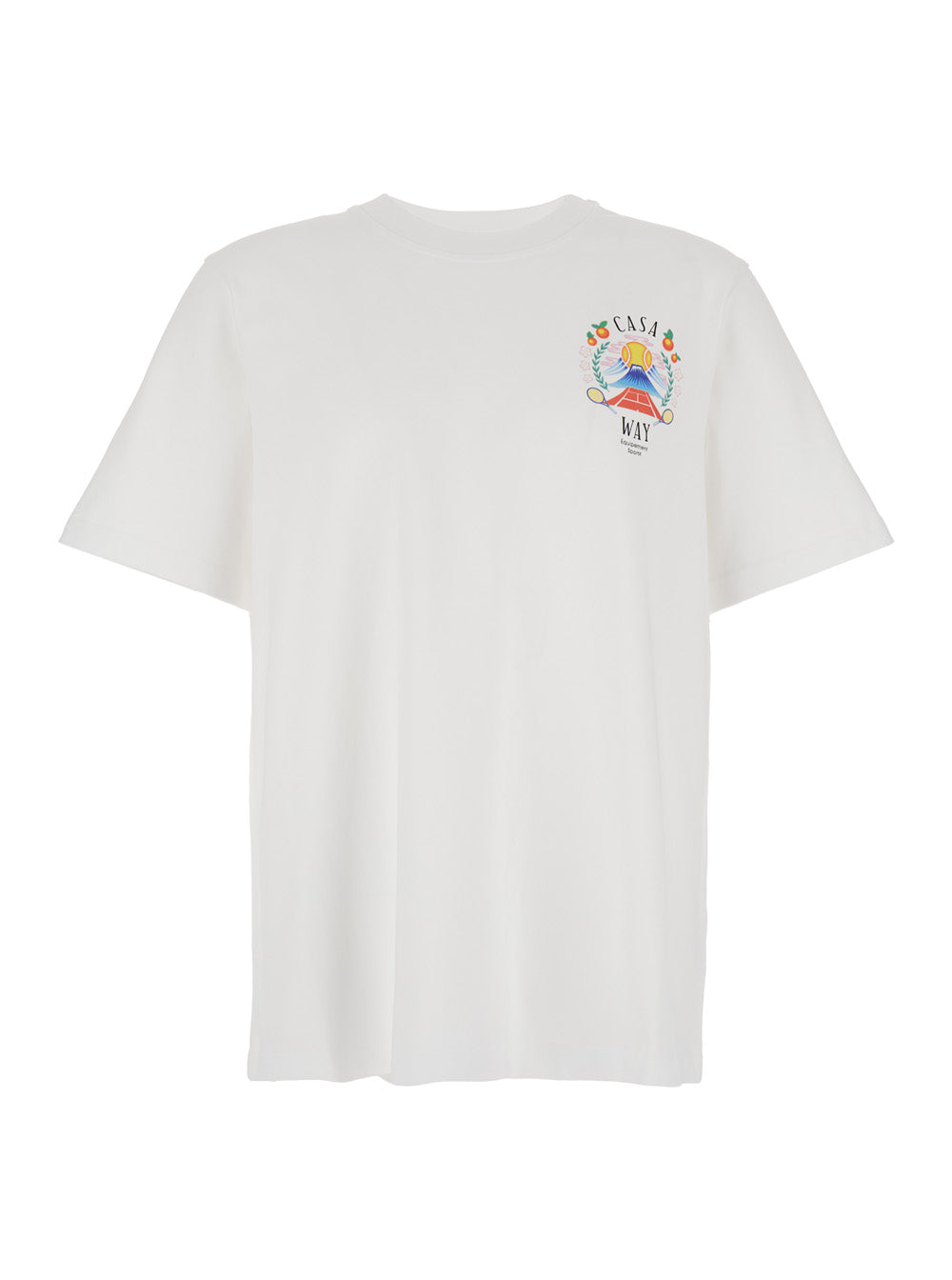 T-Shirt Girocollo Con Logo Sul Fronte Cotone Bianca Uomo White Organic Cotton Tshirts And Polo Shirts