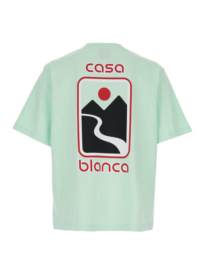 Green T-Shirt With Crewneck And Logo On The Front Maxi Back Cotton Man Organic Tshirts Polo Shirts