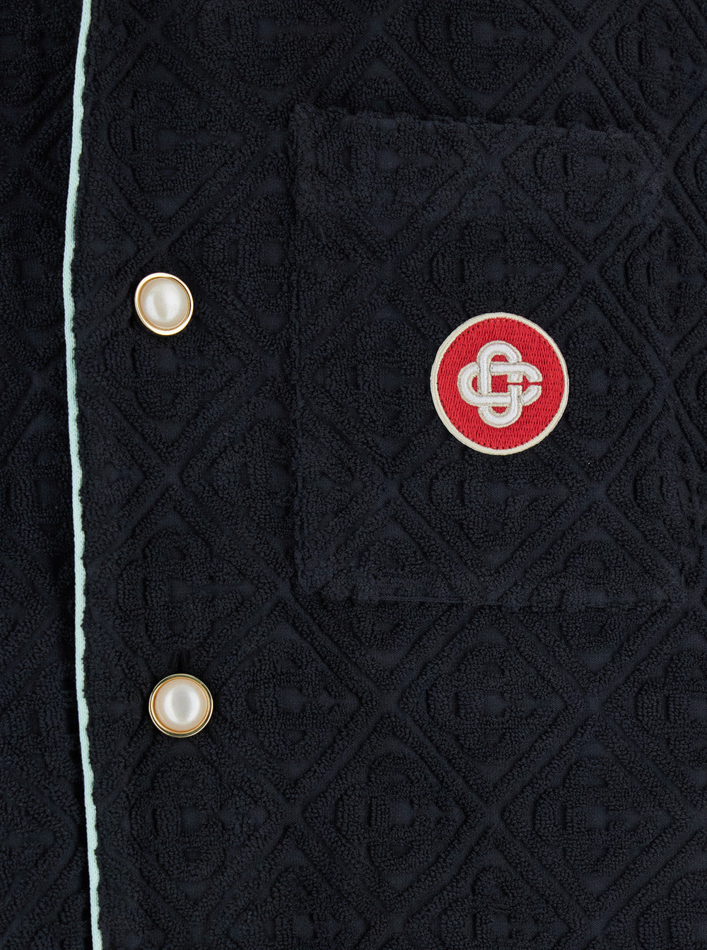 Black Shirt With Classic Lapels And All-Over Embossed Monogram In Cotton Man Polyamide Elastane Blouses