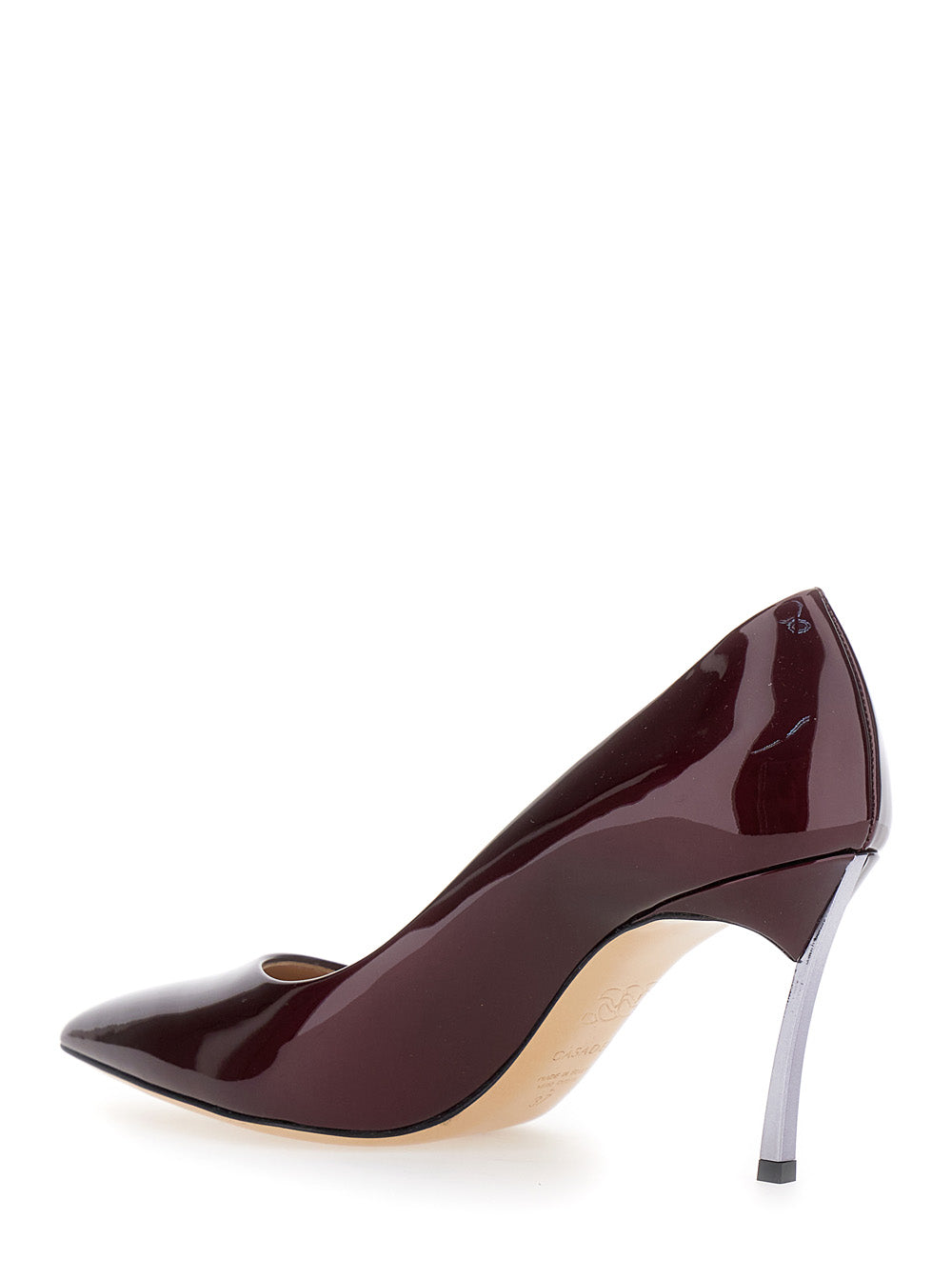 Bordeaux Pumps With High Stiletto Heel Patent Leather Woman Calf Heels