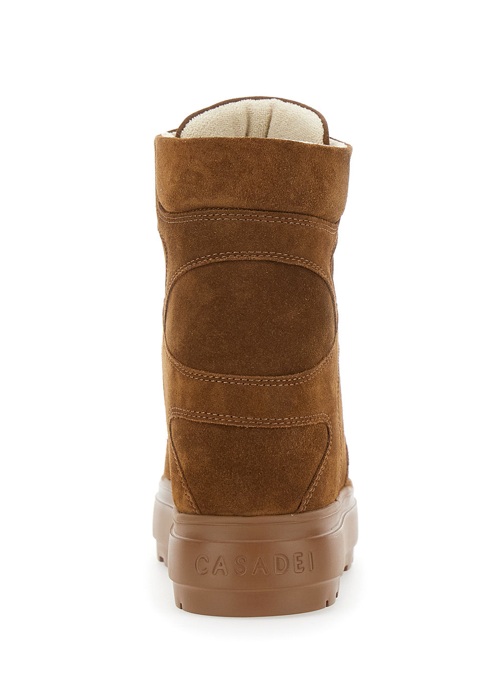 Brown Wedge Sneakers With Back Logo Suede Woman Calf