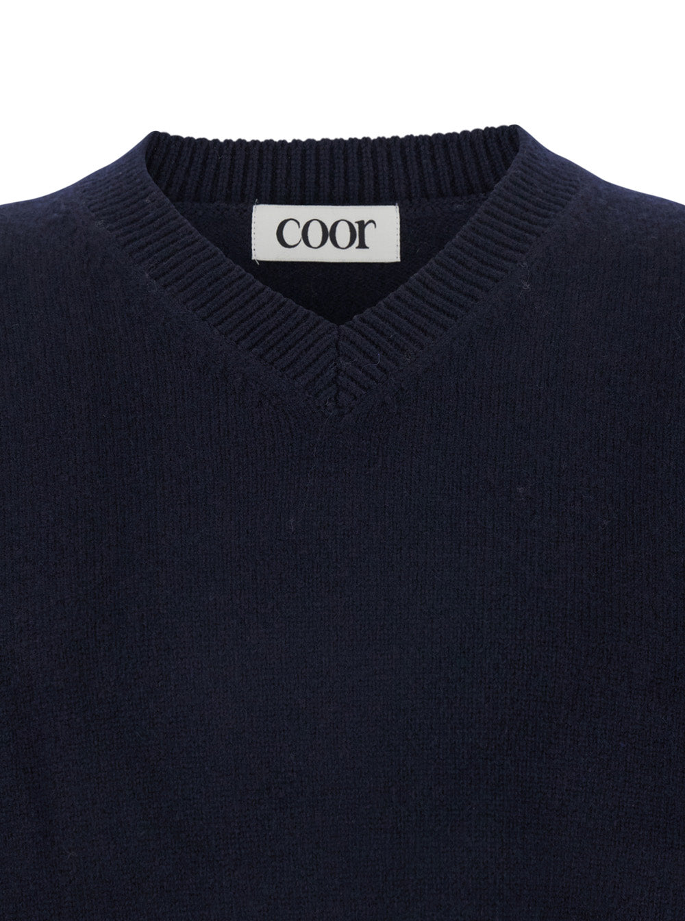 Blue Sweater with V Neck and Ribbed Trims in Wool Man Blu Jersey