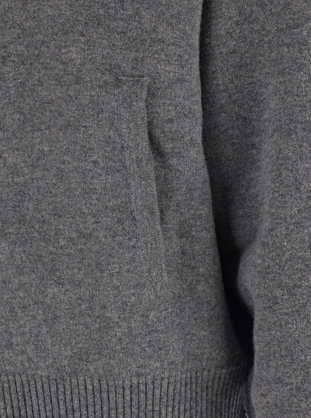 Grey Sweatshirt with Hood and Front Zip Closure in Wool Cashmere Man Sweatshirts