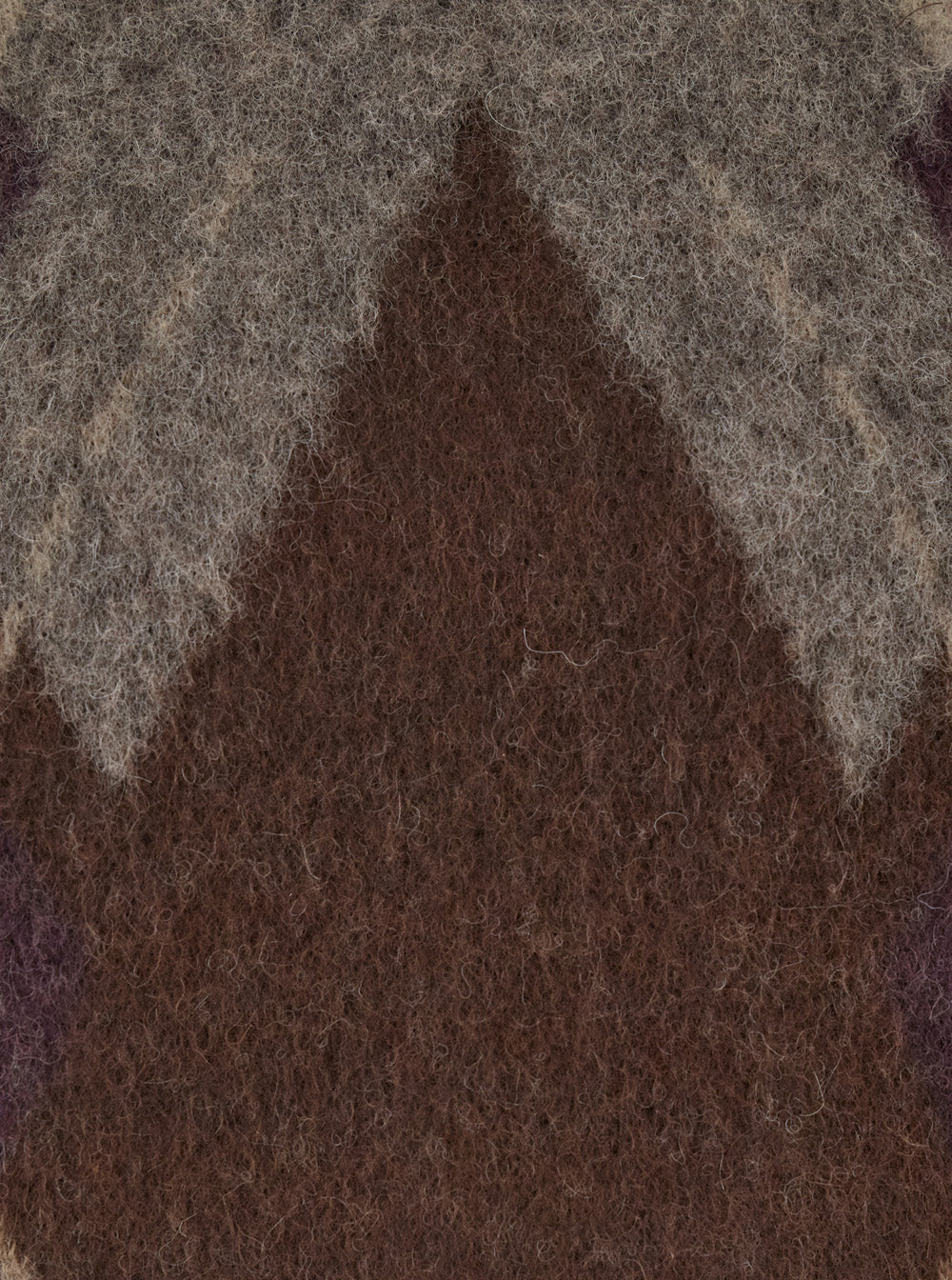Brown Crewneck Sweater with All-Over Argyle Motif in Wool Blend Man Mohair Nylon Jersey