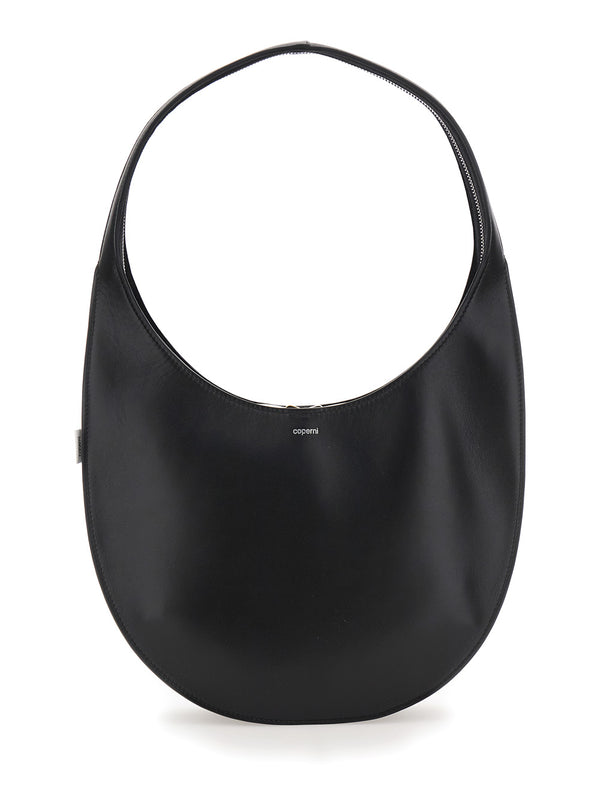 Swipe Medium Black Shoulder Bag Cow Leather