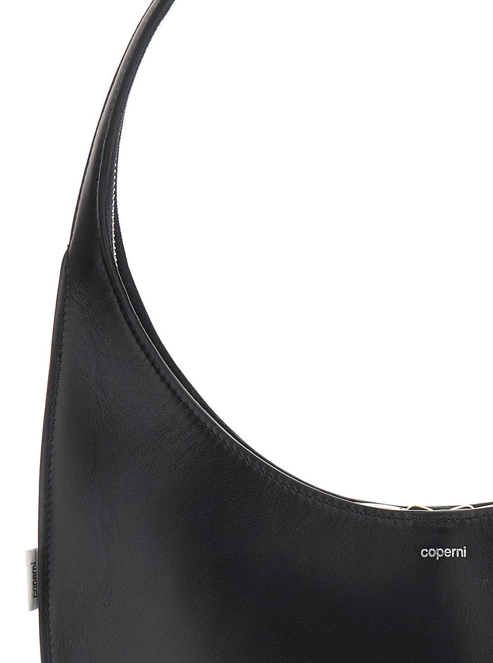 Swipe Medium Black Shoulder Bag with Logo on Front in Leather Woman Cow