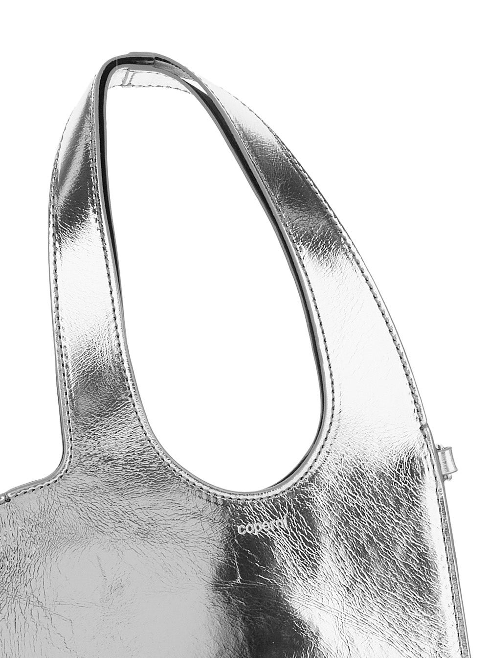 Heart Heart-Shaped Metallic Crossbody Bag With Logo Lettering On The Front And Cut-Out Handle In Leather Woman Cow