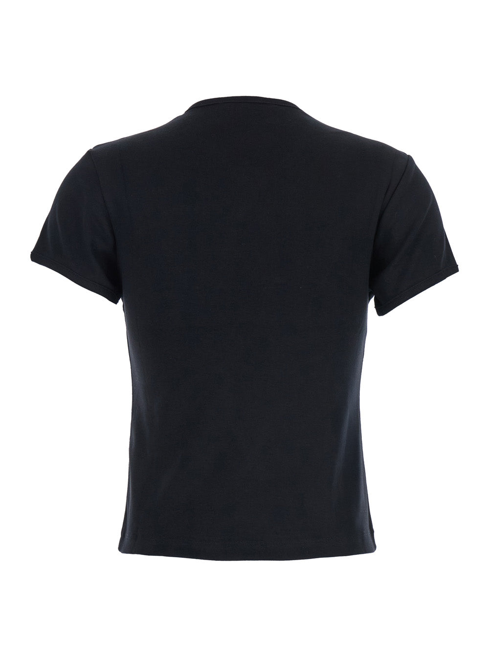 Black Top With V Neck And Cut-Out On The Front In Cotton Woman Organic Tops