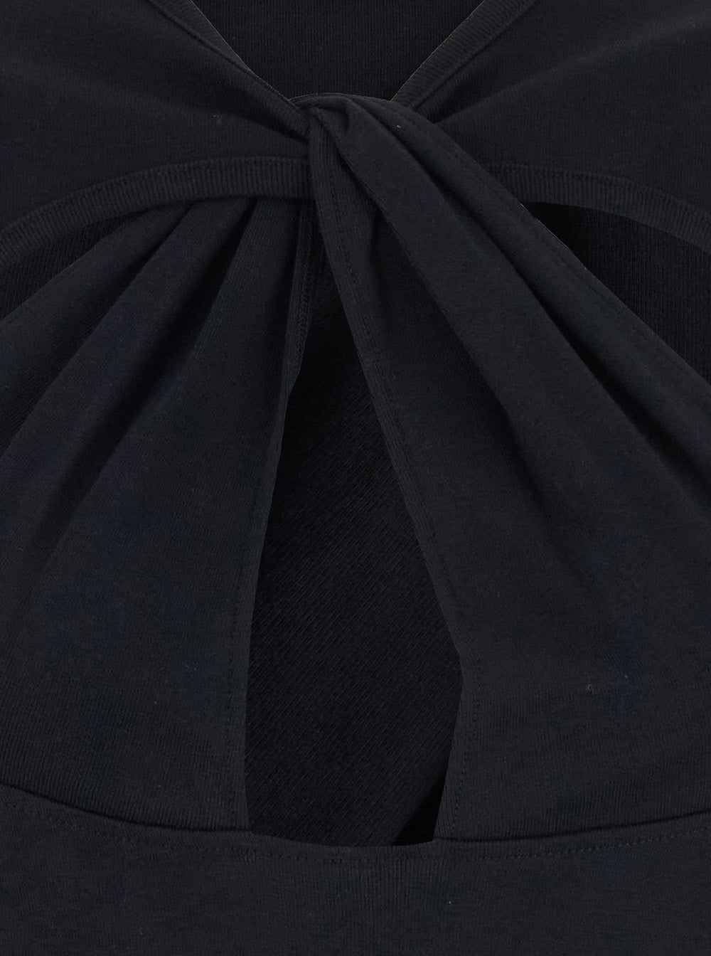Black Top With V Neck And Cut-Out On The Front In Cotton Woman Organic Tops