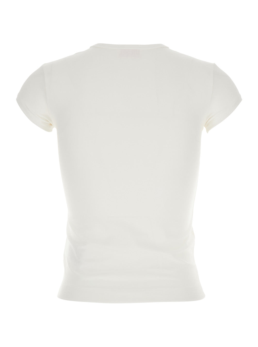 White T-Shirt With Round Neck And Logo Plaque On The Front Cotton Woman Elastane Tshirts Polo Shirts