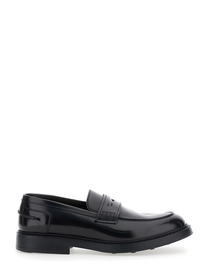 Adler Black Slip-On Loafers Smooth Leather Man Calf