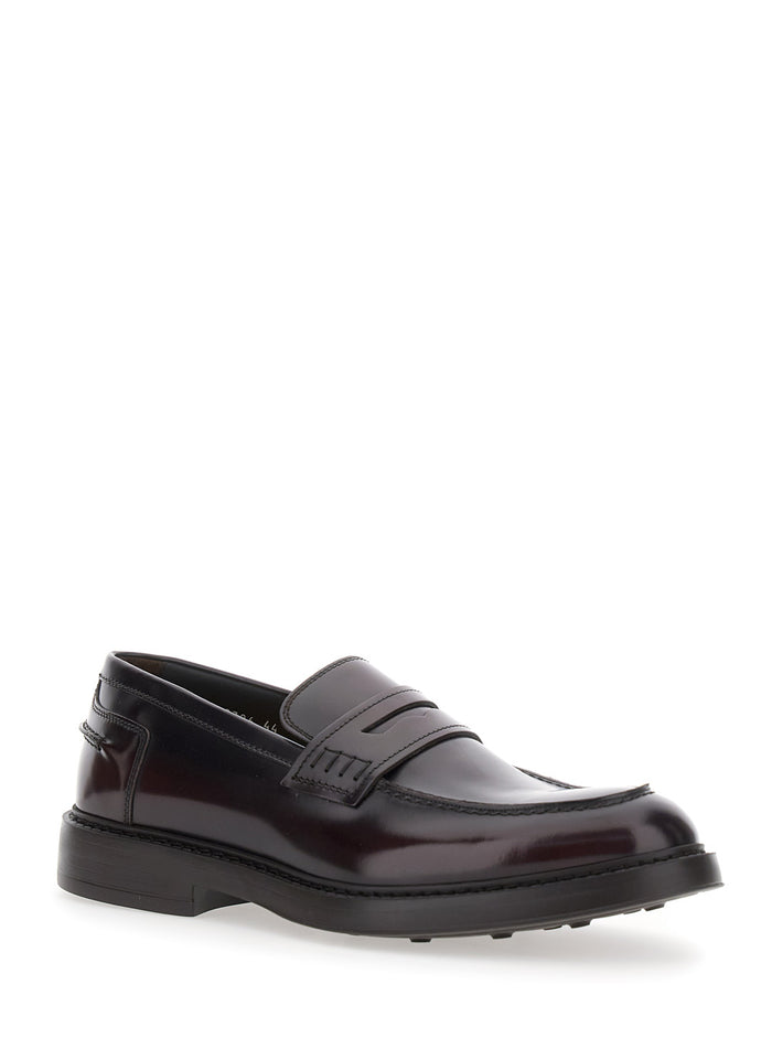 Bordeaux Slip-On Loafers Smooth Leather Man Calf