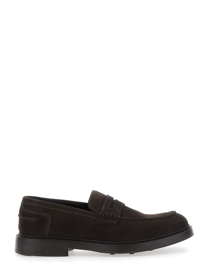 Brown Slip-On Loafers Suede Leather Man Calf