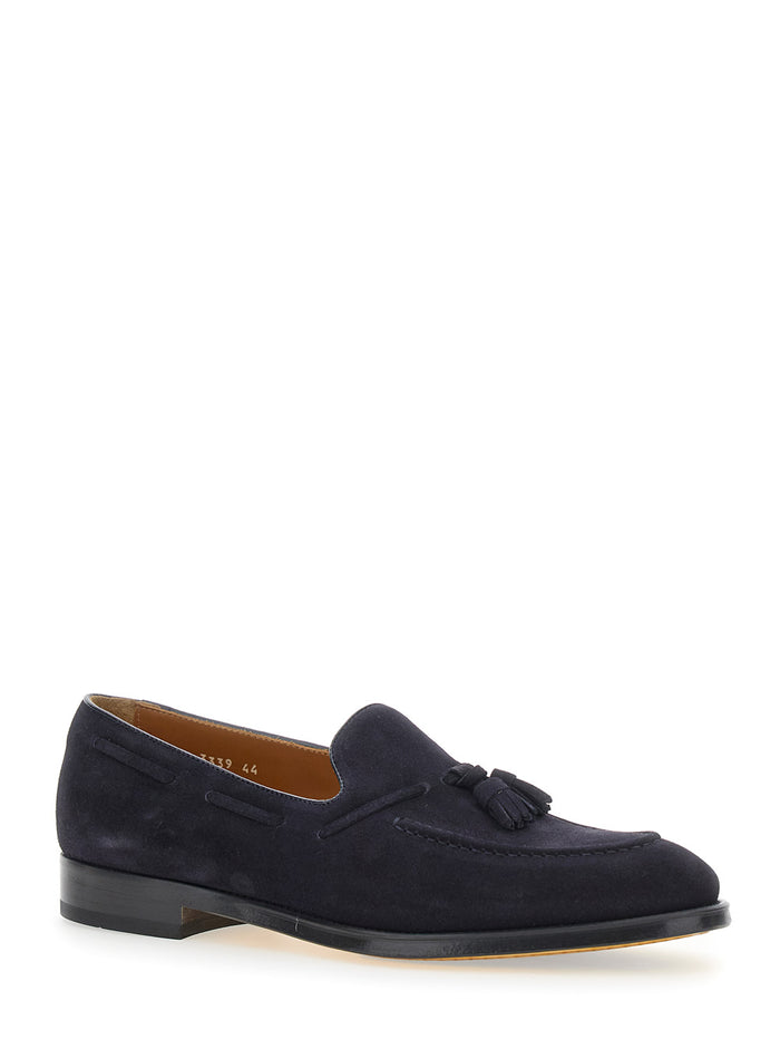 Blue Slip-On Loafers With Tassel Detail Suede Man Blu Calf