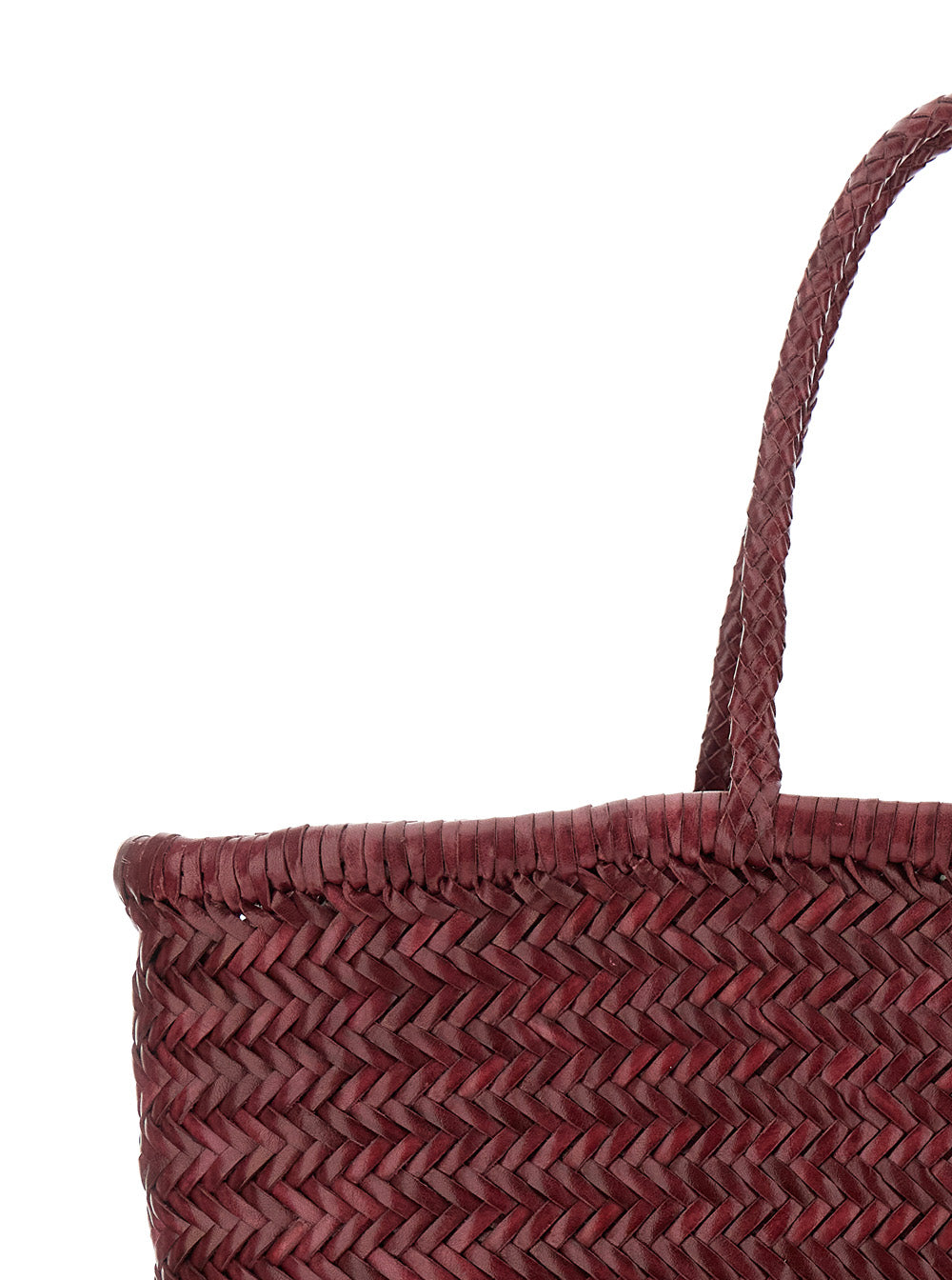 Bamboo Triple Jump Bordeaux Tote Bag Woven Leather Woma