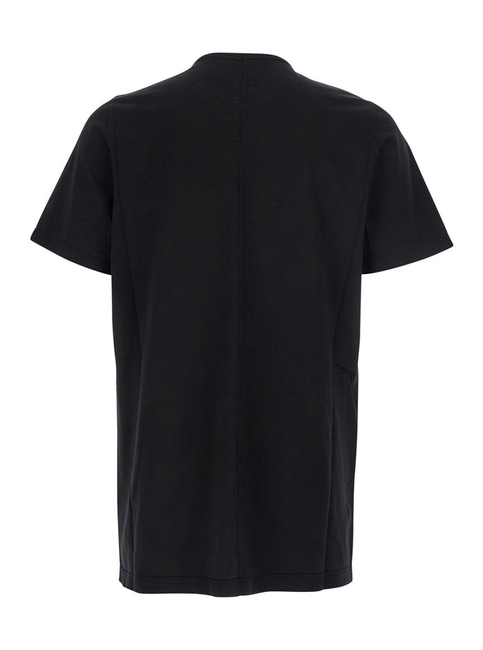 Black Crewneck T-Shirt With Logo Print On The Front Cotton Man Tshirts And Polo Shirts