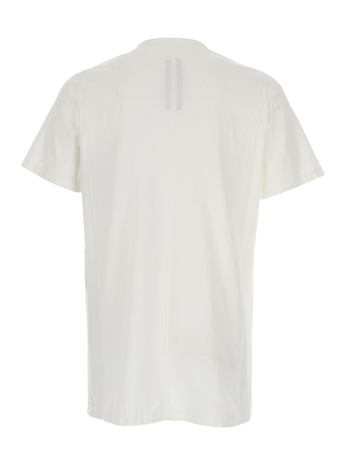White Crewneck T-Shirt With Logo Print On The Front Cotton Man Tshirts And Polo Shirts