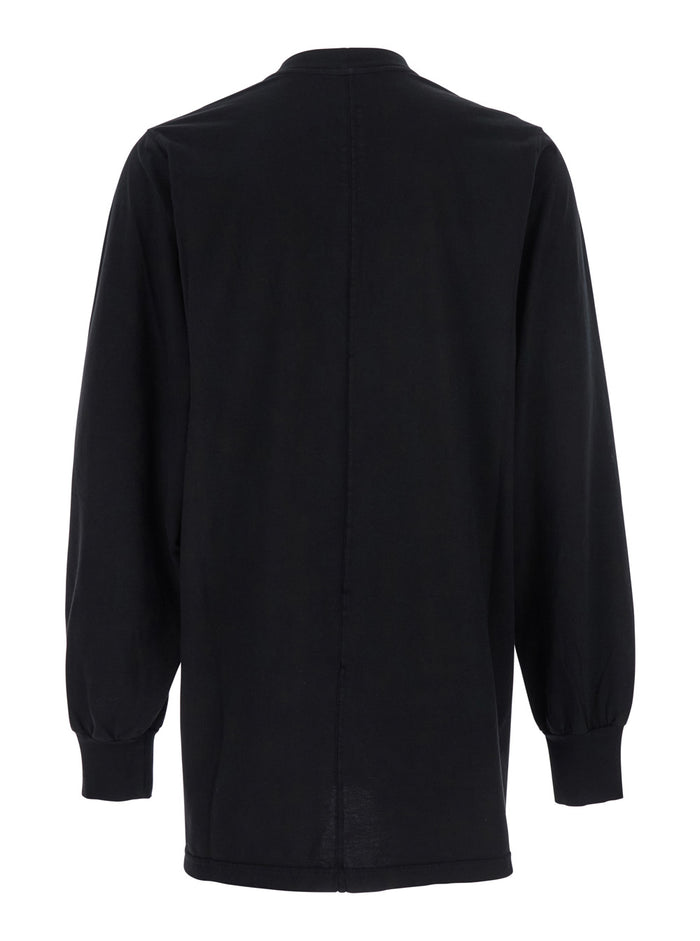Black Crewneck T-Shirt with Logo Print on the Front in Cotton Man Tshirts And Polo Shirts