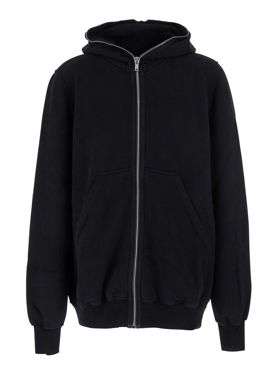 Black Hoodie With Kangaroo Pocket Cotton Sweatshirts