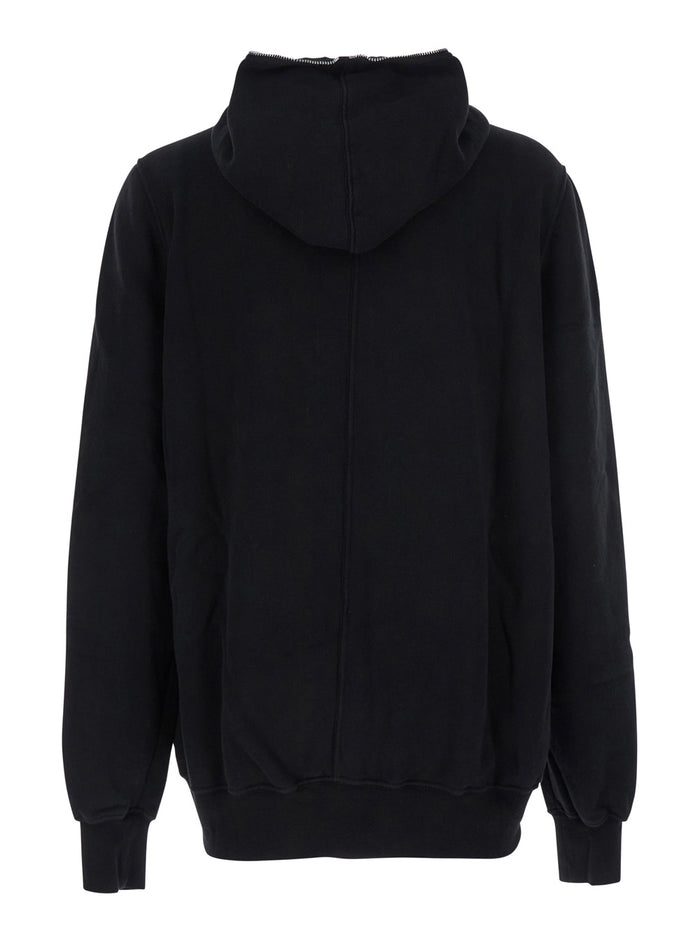 Black Hoodie with Kangaroo Pocket on the Front in Cotton Man Sweatshirts