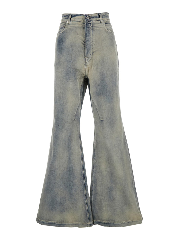 Bolan Light Blue Jeans With Wide-Flared Leg And Faded Effect Denim Man Cotton