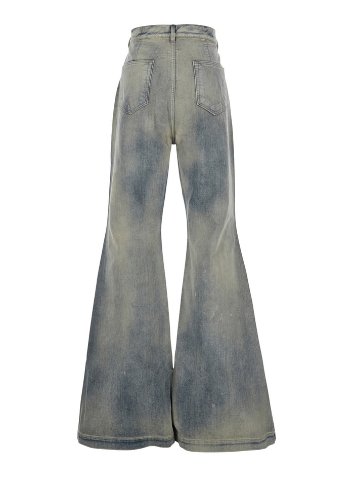 Bolan Light Blue Jeans With Wide-Flared Leg And Faded Effect Denim Man Cotton