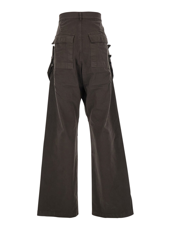 Stefan Brown Wide Leg Cargo Pants with Patch Pockets in Cotton Man Trousers