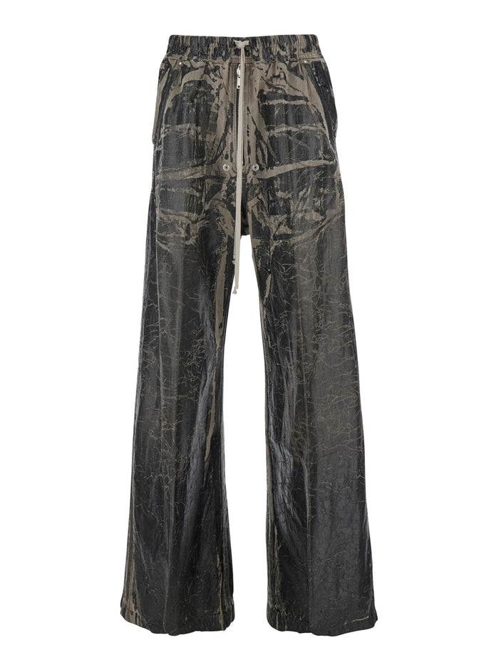Geth Belas Blacktrousers With Destroyed Look And Drawstring Waist In Cotton Man Black Trousers