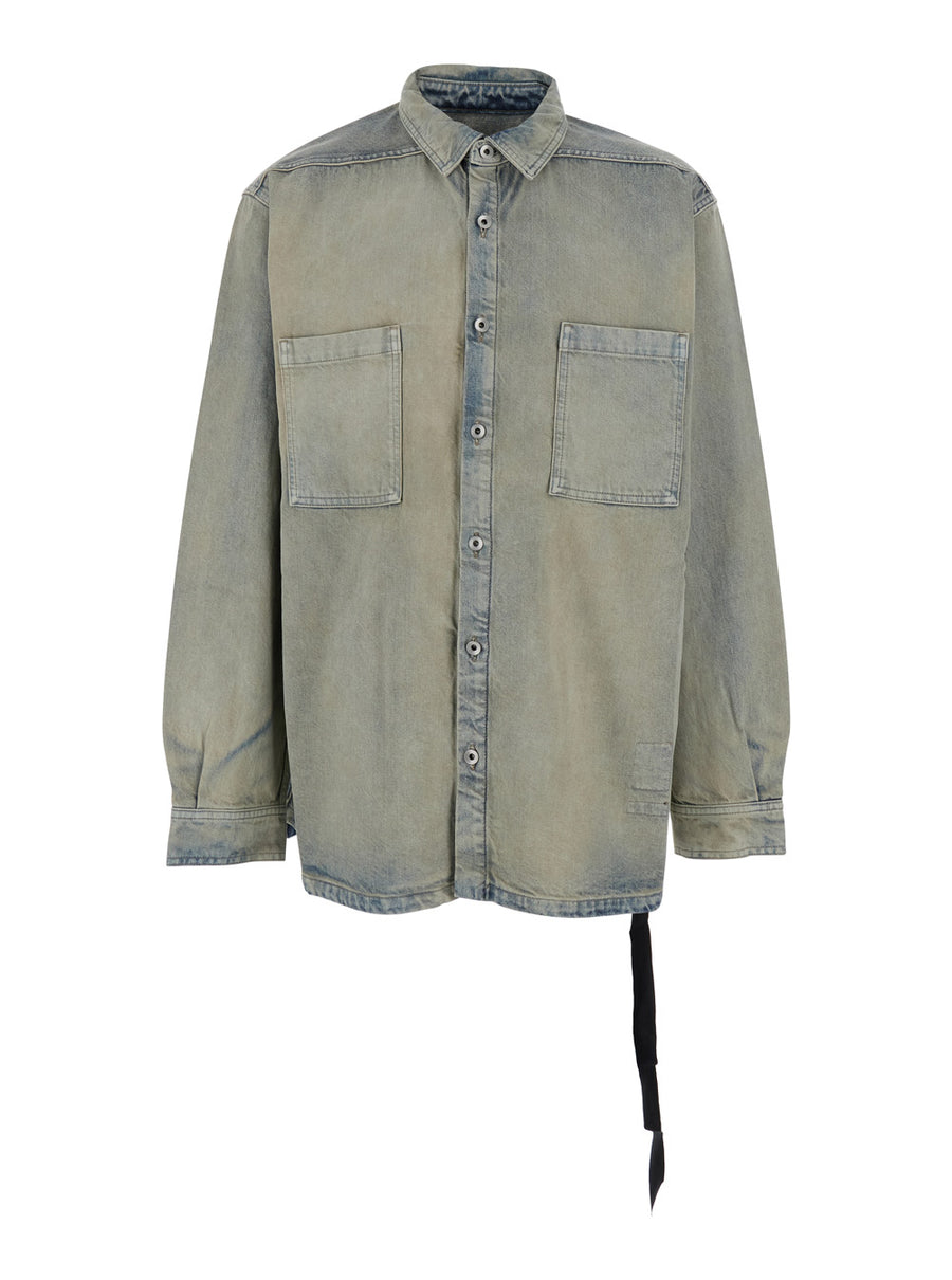 Jacket Light Blue Denim Grey Cotton Coat