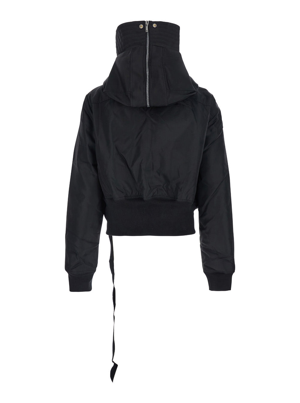 Alice Black Jacket With Oversized Hood And Asymmetrical Flap Tech Fabric Man Nylon