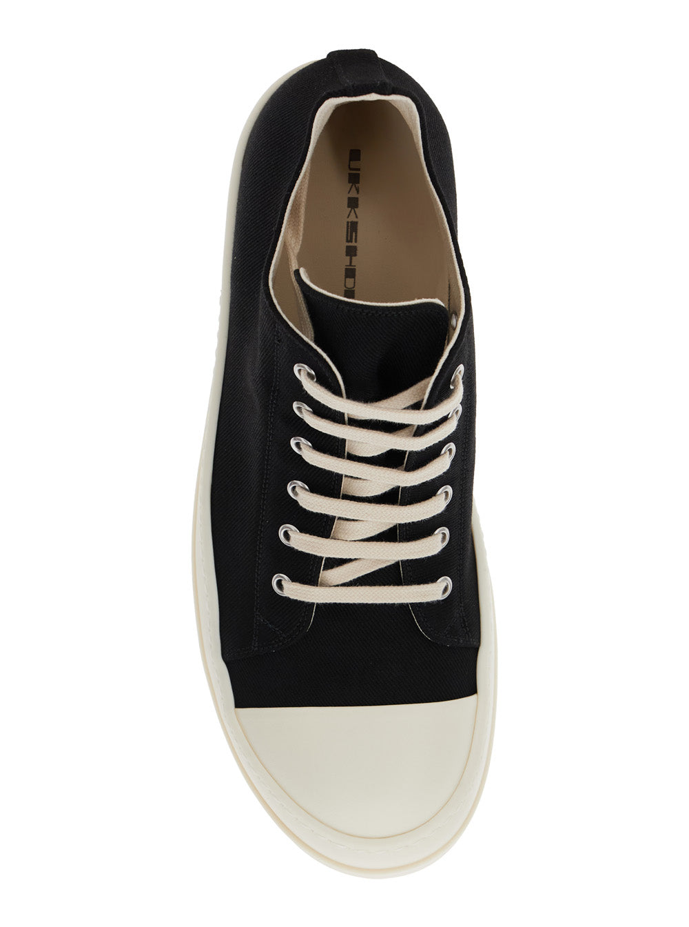 Black Low Top Sneaker With Laces Closure Denim Man Cotton