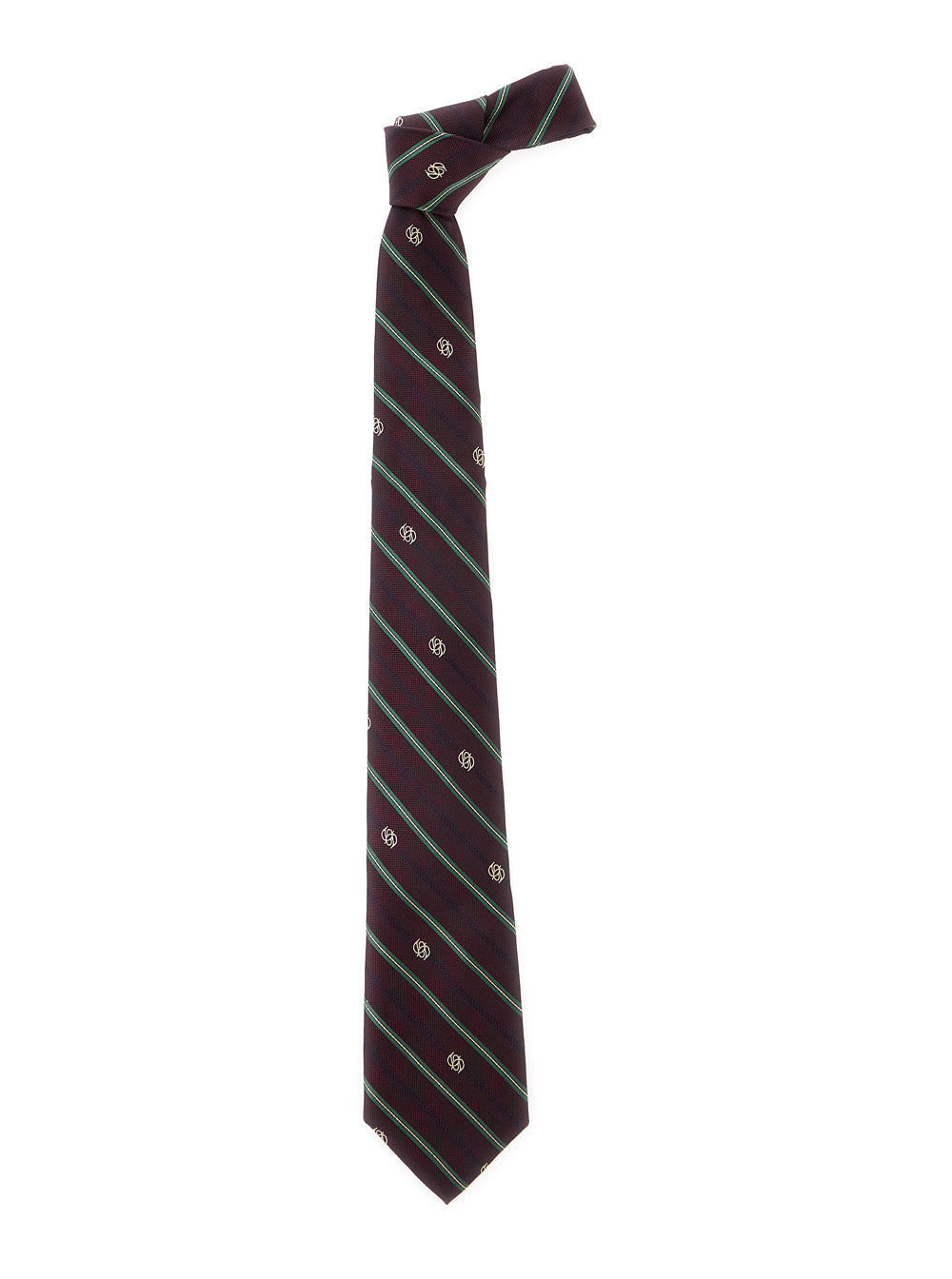 La Cravate Rayure Monogramme Bordeaux Tie With All-Over Striped Motif And Logo Embroidery Silk Man Papillon Ties